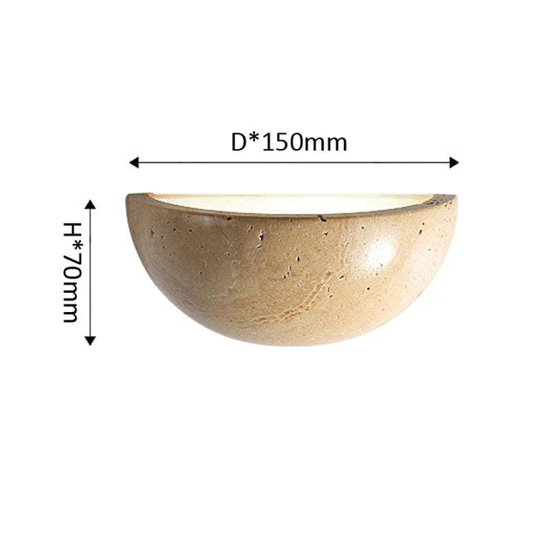 Retro Yellow Cave Stone Bedroom Bedside Lamp Semicircle Living Room Corridor Wall Lamp