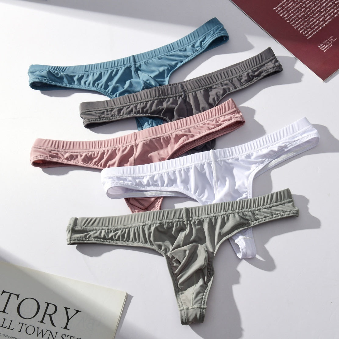 Men's Transparent Ice Silk T-shaped Panties Shorts Plus Size
