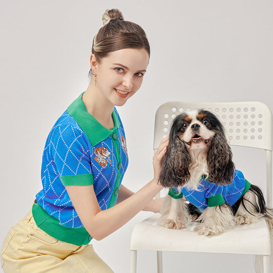 Dog Sweater Blue Tiger Cardigan Pet Costume