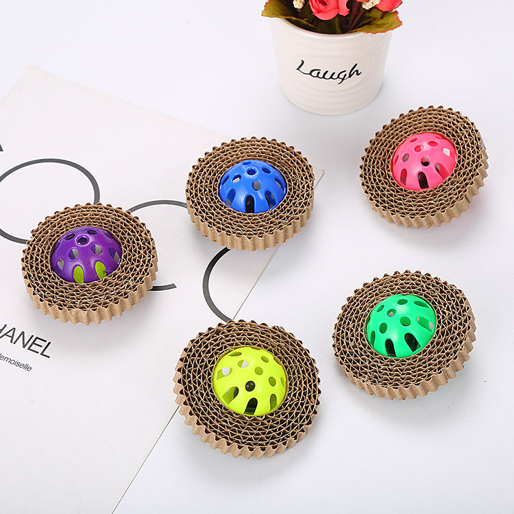 Corrugated Paper Cat Toy Plastic Ball