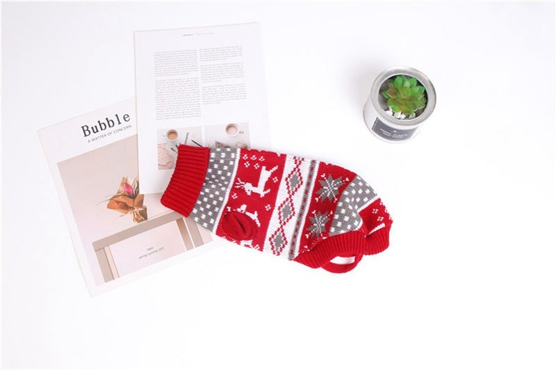 Christmas Print Pet Dog Turtleneck Knitted Sweater