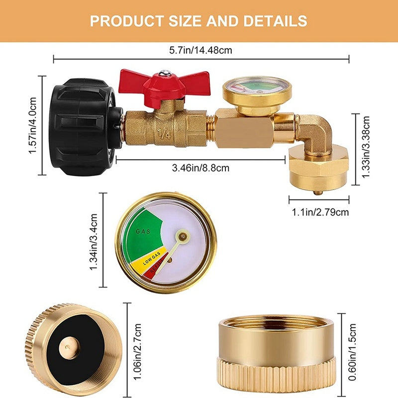 Propane Gas Charging Connector With Luminous Meter And Ball