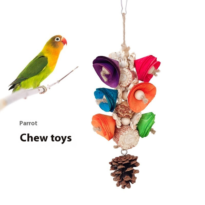 Natural Material Parrot Toy Birdcage Pendant