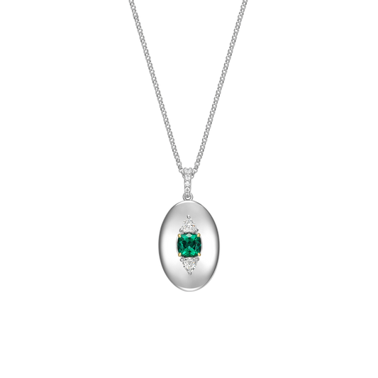 Rhodium Plated Guardian Eye Birthstone Locket SN005R