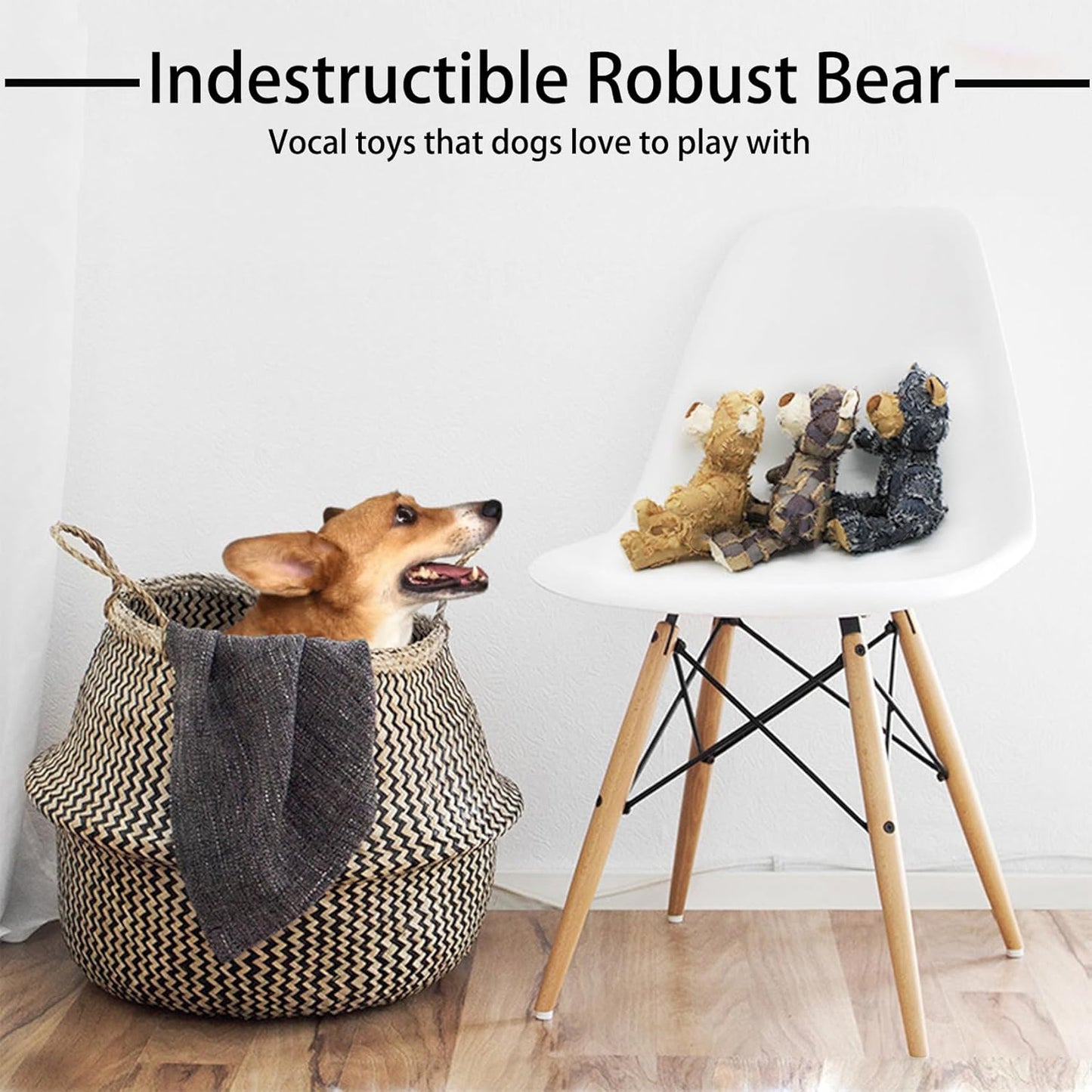 Indestructible Robust Bear, 2024 New Indestructible Squeaky Toys For Dogs, Durable Squeaky Dog Toys For Heavy Chewers, Interactive Dog Toys