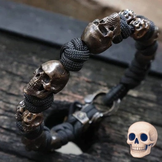 Halloween Jewelry Skull Premium Paracord Bracelet Stylish Skull Premium Paracord Bracelet Men's Handmade Punk Hiphop Woven Bracelet Creative