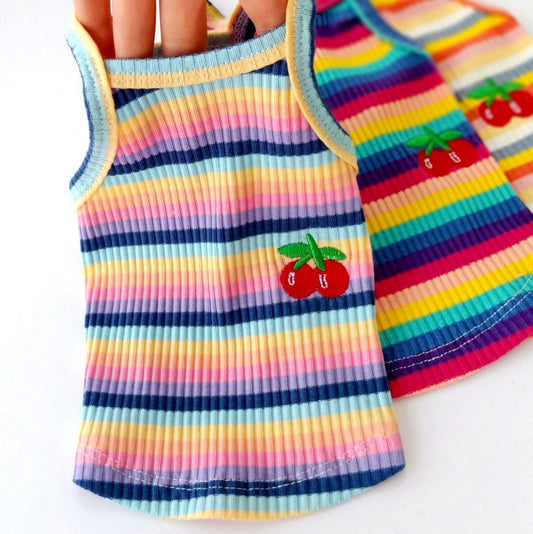 Color Striped Cherry Vest, Dog Clothes, Pet Small