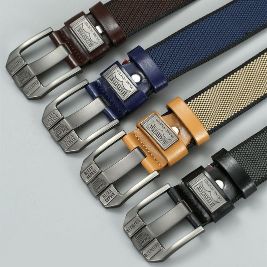 Pin Buckle Canvas Belt Cargo Pants Casual Retro Decorative Belt Fashion Men