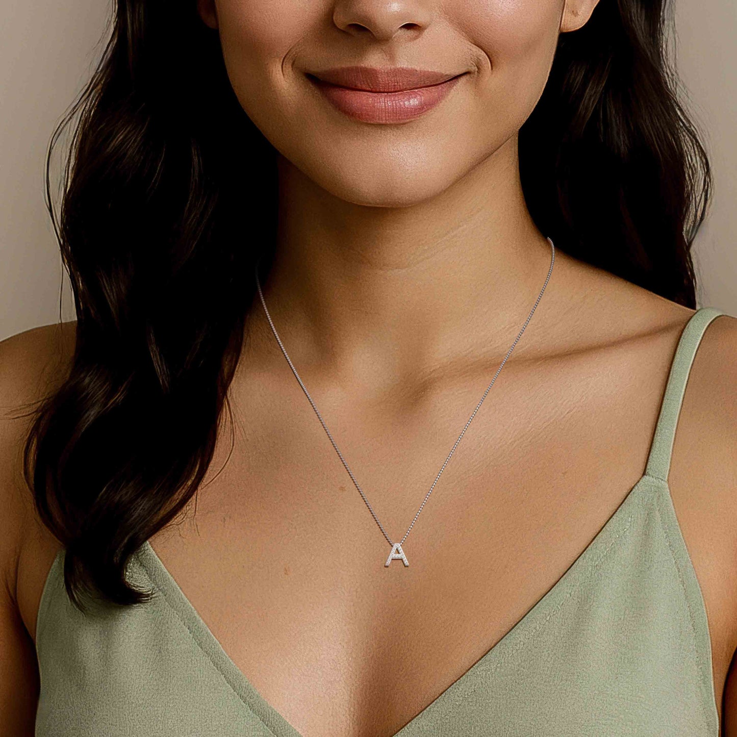 Rhodium Plated Initial Necklace AW24N006R