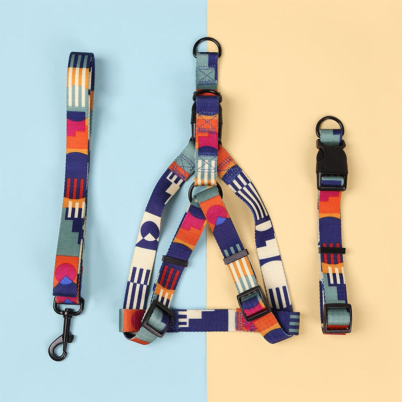 Hand Holding Rope Outing Dog Leash Dog Collar Three-piece Set