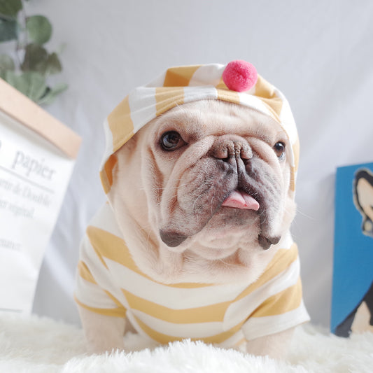 Dog Summer Clothes Stretch Striped Hoodie