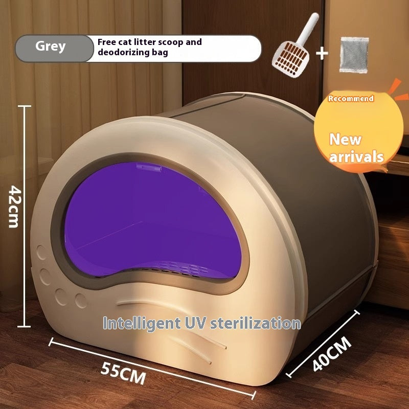 Extra Large Fully Enclosed Deodorant Anti-splash Cat Toilet