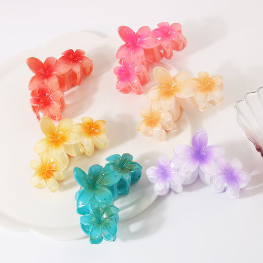 Three Flowers Plumeria Rubra Large Hair Clip Female