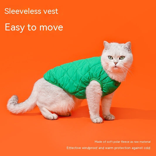 Polar Fleece Winter Warm Breasted Vest Cat Pet Clothes