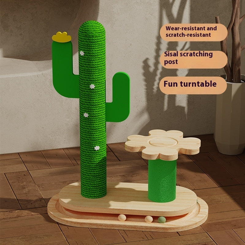 Cactus Cat Toy Wheel Grab Pillar Solid Wood
