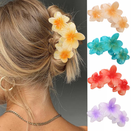 Three Flowers Plumeria Rubra Large Hair Clip Female