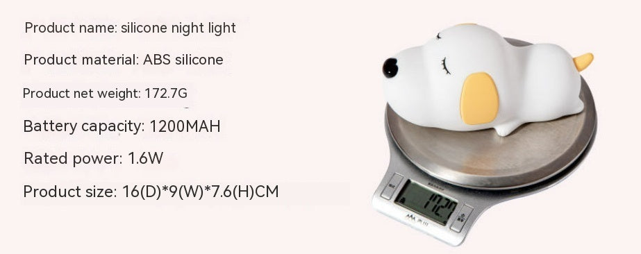 Silicone Night Lamp Cartoon Two-color Cute Dog Charging Home