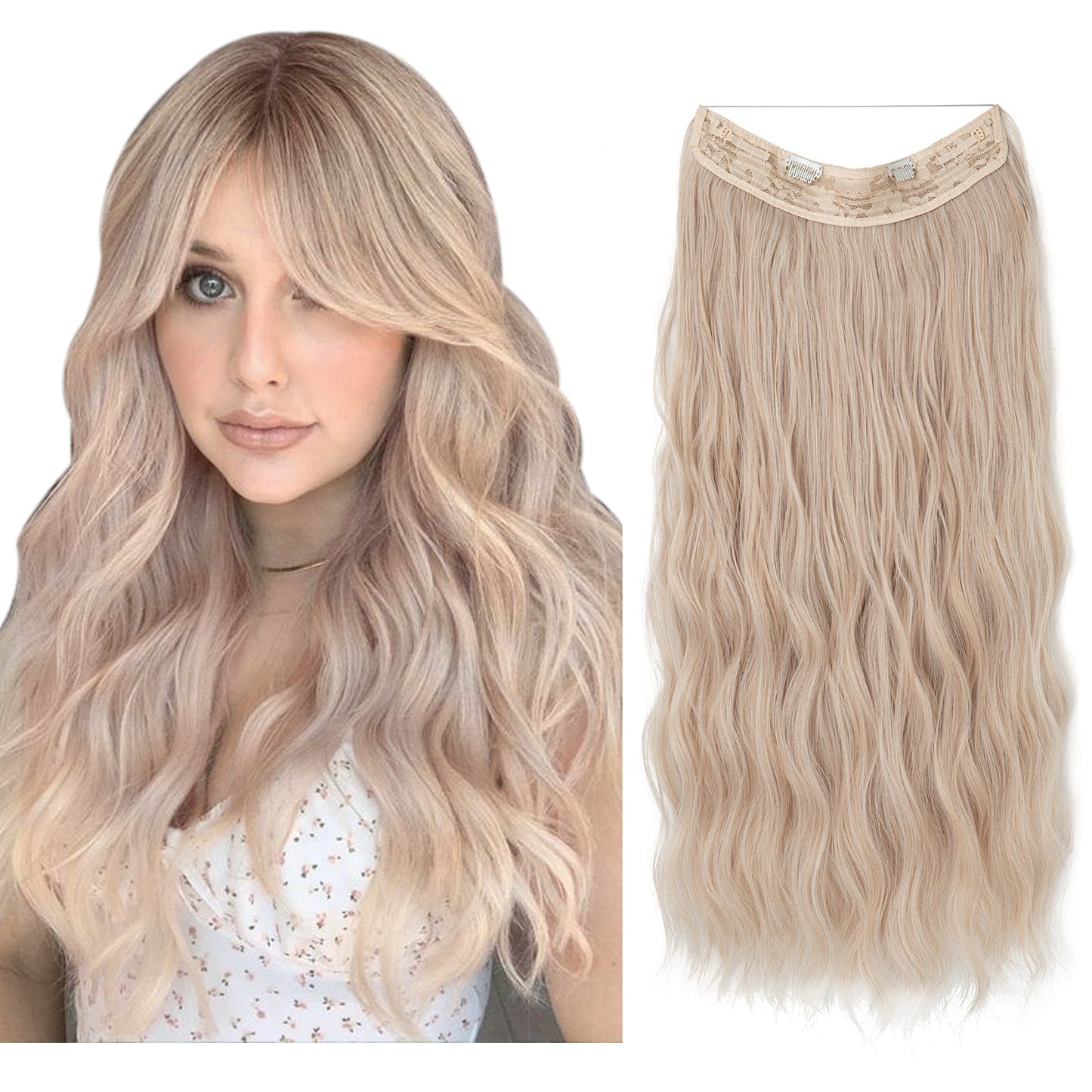 European And American Style Women Corn Curler Fishing Thread Long Curly Hair  Wig