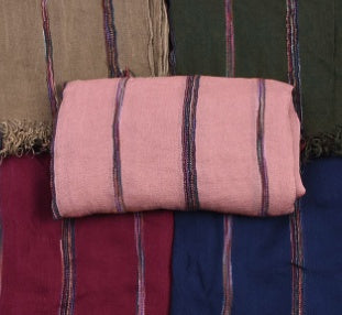 European And American Men's Ethnic Style Cotton And Linen Stripes Yarn-dyed Winter Foreign Trade Scarf Shawl Men