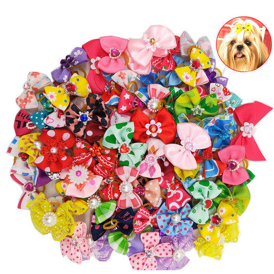 Pet Bow Head Flower Dog Rubber Band Accessories