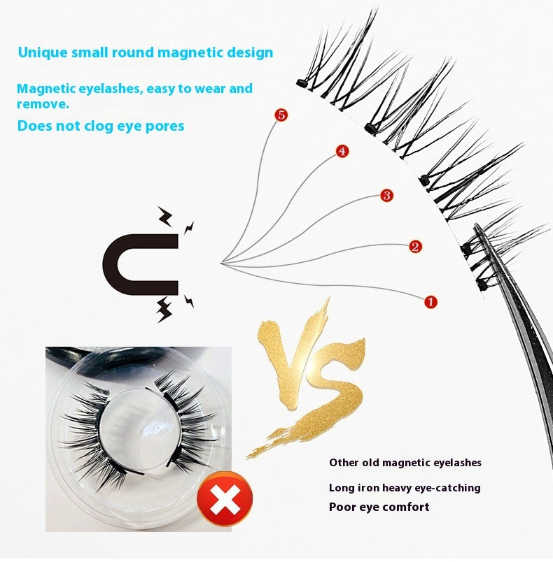 Non Adhesive Thick One Piece Magnetic Suction False Eyelashes