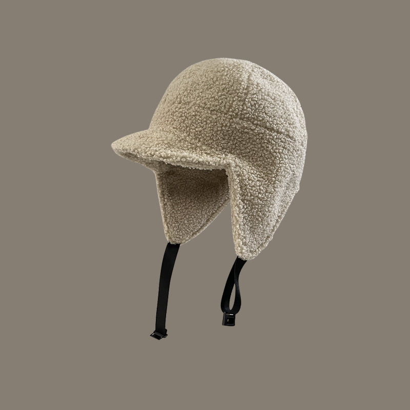 Men's Lamb Wool Ski Flying Ear Protection Baseball Hat