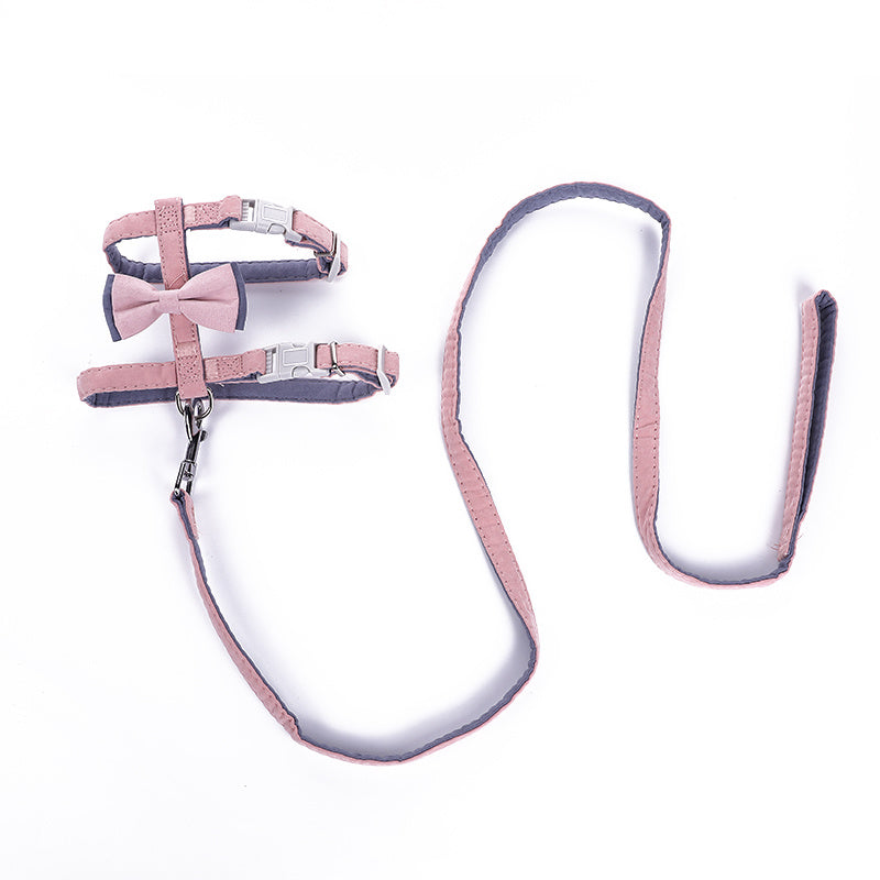 Pet Cat Bow Color-blocked Cotton-filled Leash
