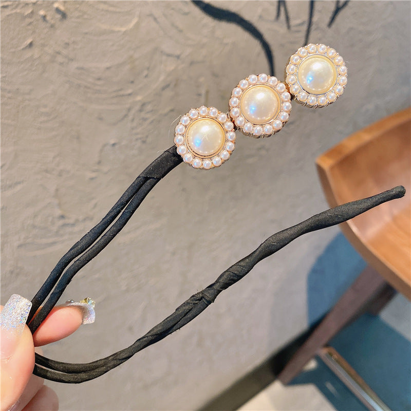 Simple Fluffy Bun Half Bun Hair Tie Elastic Lazy Flower Bud Hairpin Hair Accessories