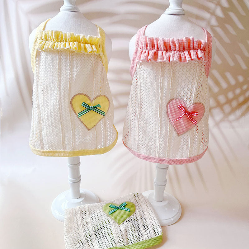 Cool Breathable Sweetheart Embroidered Vest Pet Cat Dog Clothes
