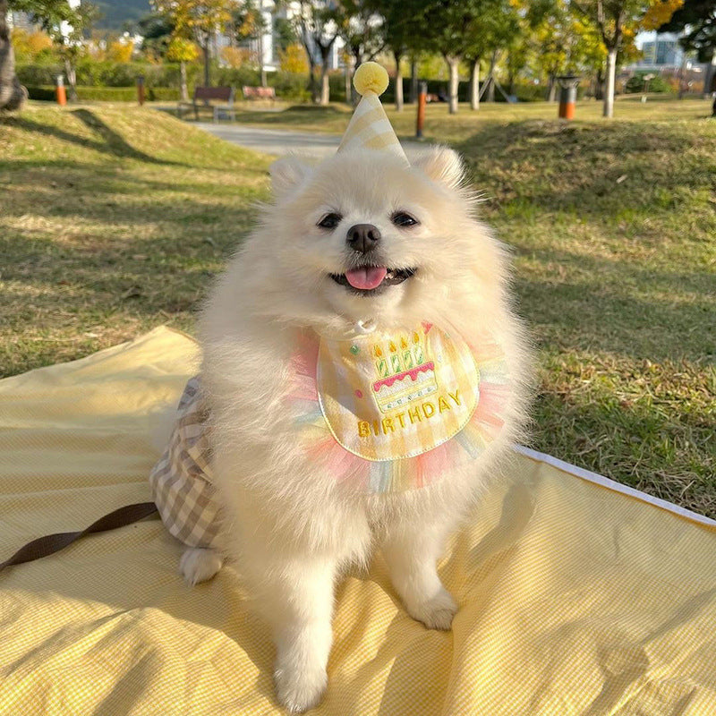 Dog Party Cake Bib Pet Birthday Saliva Towel
