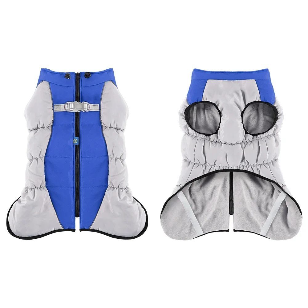 Pet Big Dog Jacket With Harness Winter Warm Dog Clothing Labrador Waterproof Big Dog Coat Chihuahua French Costume