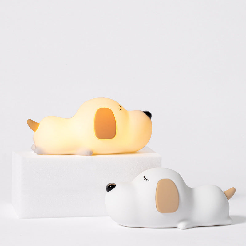 Silicone Night Lamp Cartoon Two-color Cute Dog Charging Home