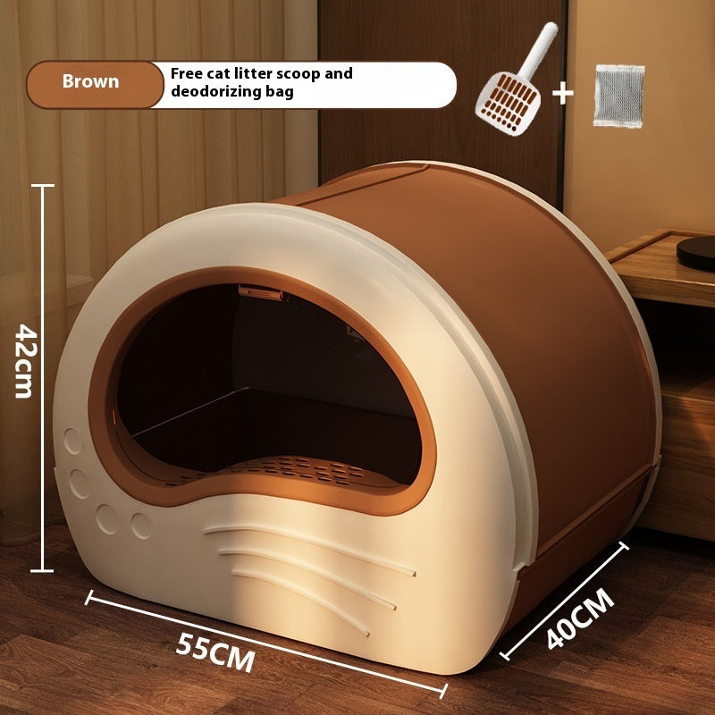 Extra Large Fully Enclosed Deodorant Anti-splash Cat Toilet