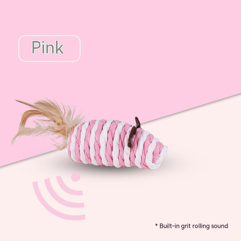 Pet Supplies Sound Grinding Feather Paper String Mouse Toy