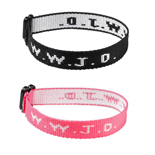 Jacquard Printed Wrist Strap Bracelet Ribbon Unisex WWJD Bracelet Adjustable Bracelet