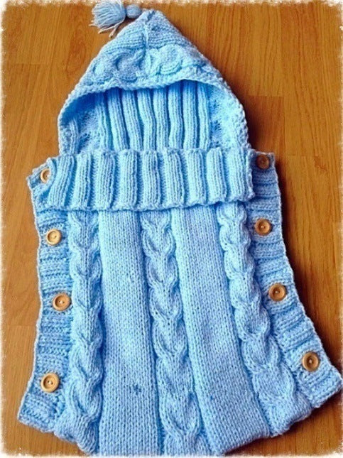 Infant Baby Tassel Ca P Sleeping Bag Sweater Wooden Button Hooded Sleeping Bag