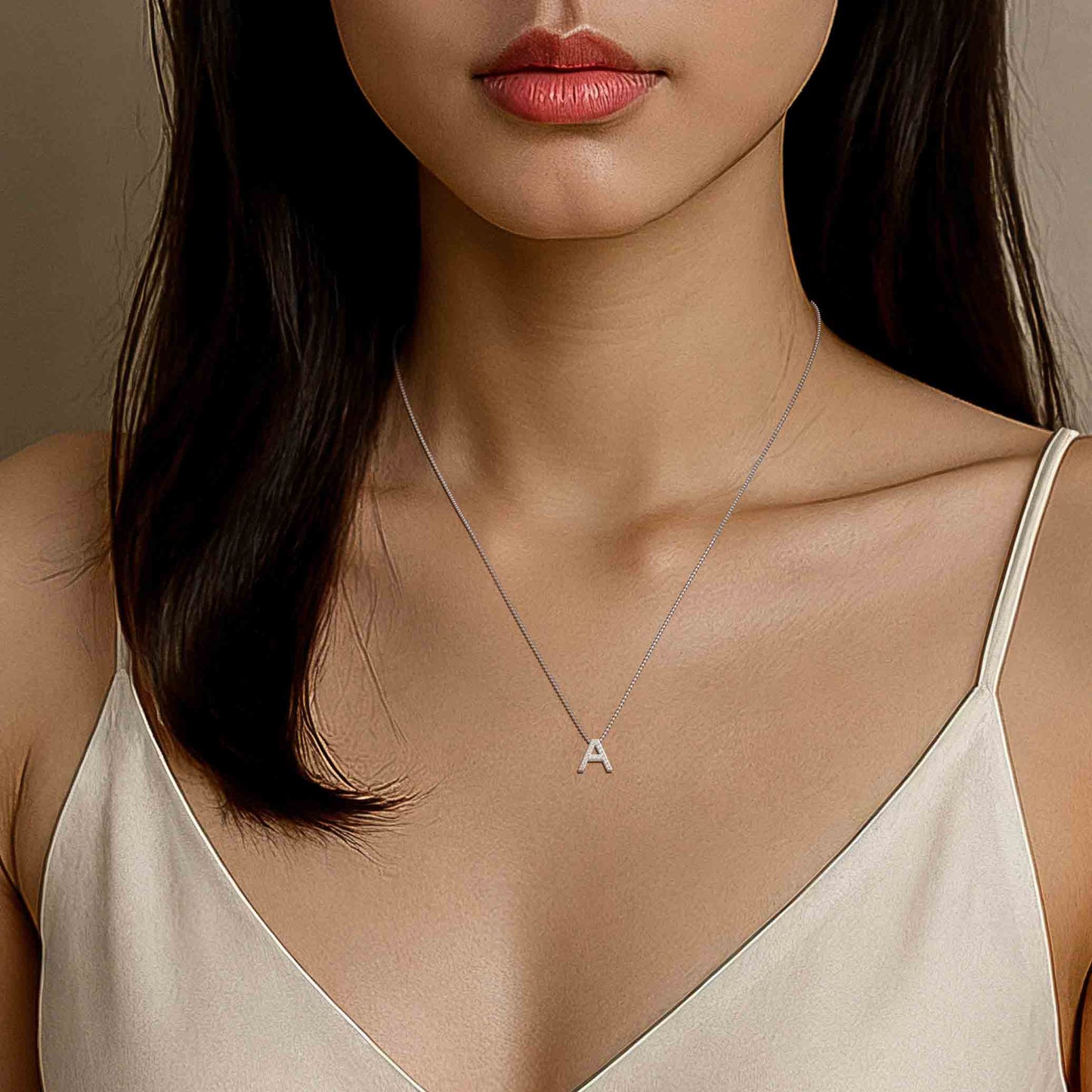 Rhodium Plated Initial Necklace AW24N006R