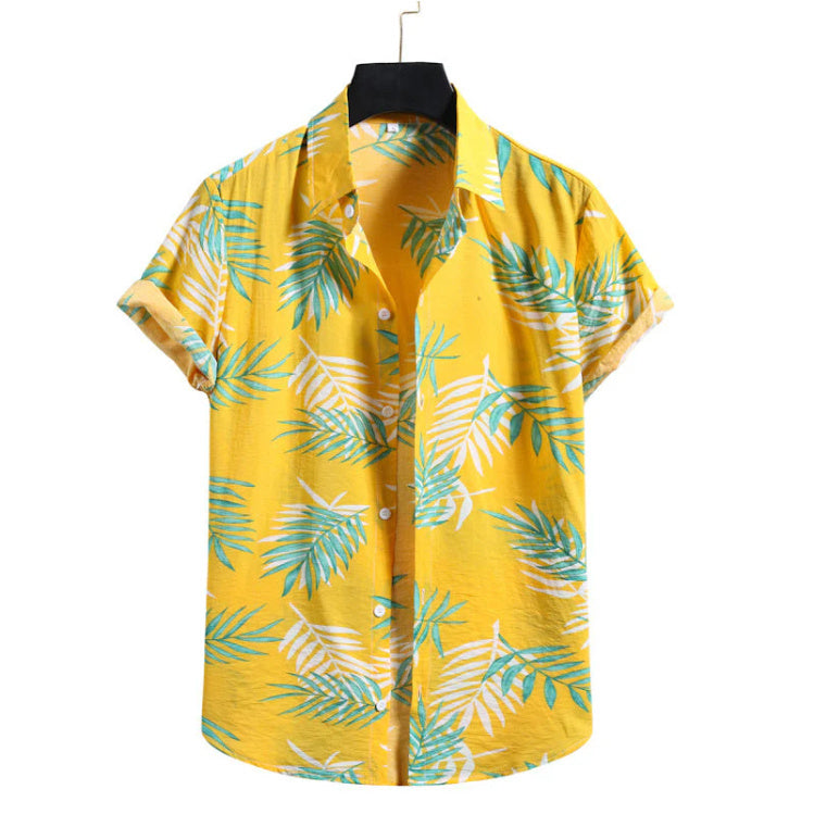 Spring And Summer New Men's Short-sleeved Floral Shirt Hawaiian Shirt