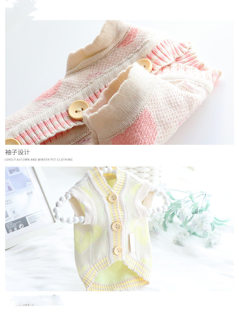 Dog Clothes Autumn And Winter Clothes Cat Princess Sweater Cardigan