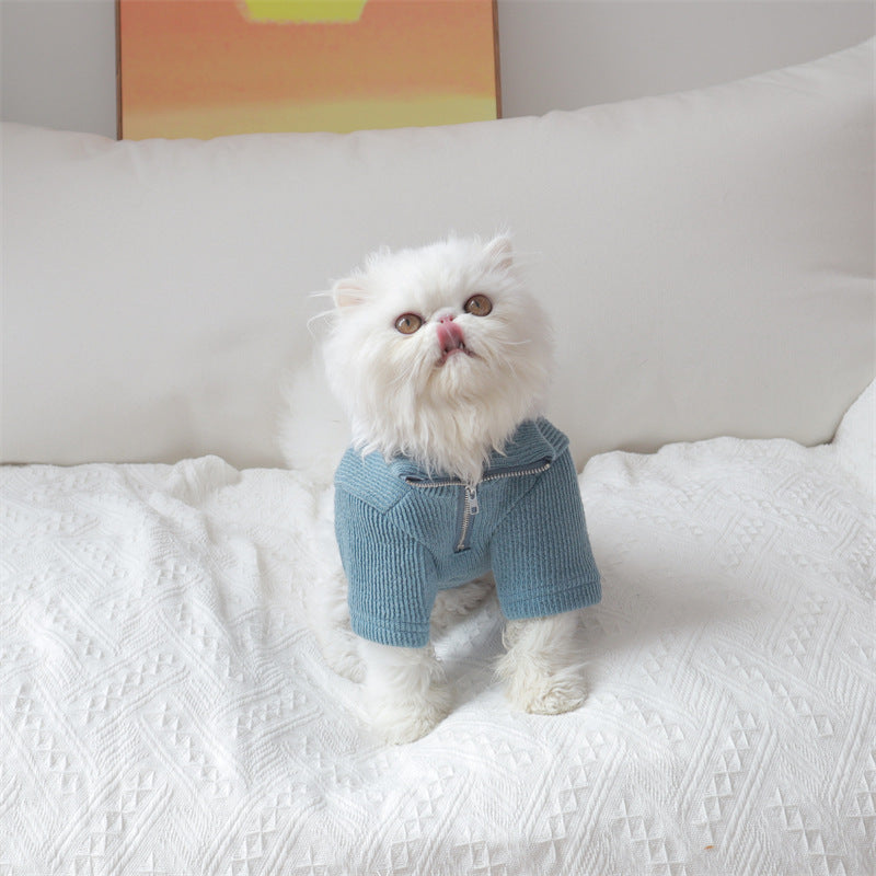 Pet Clothes Dog Stand-up Collar Zipper Bottoming Shirt