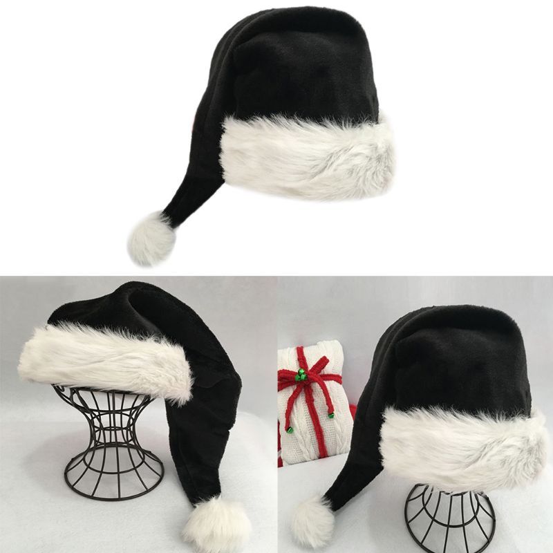 Black Plush Hat Adult Christmas