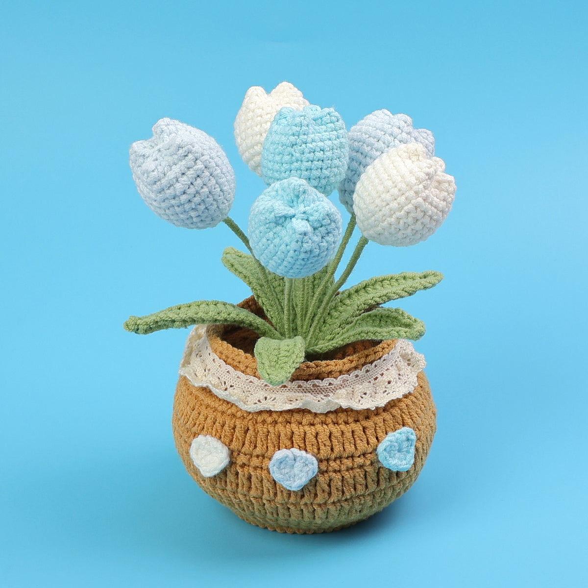 Finished Handmade Wool Woven Home Decoration Tulip Potted Plant