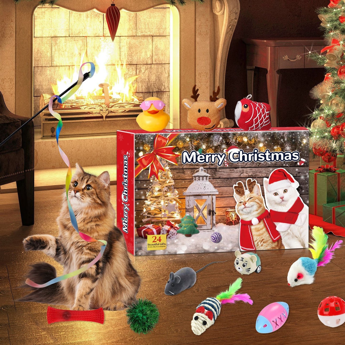 Christmas Blind Box Calendar24 Grid Countdown Cat Toys