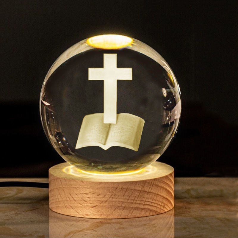 Creative Glow Crystal Cross Church Office Desk Surface Panel Ornaments