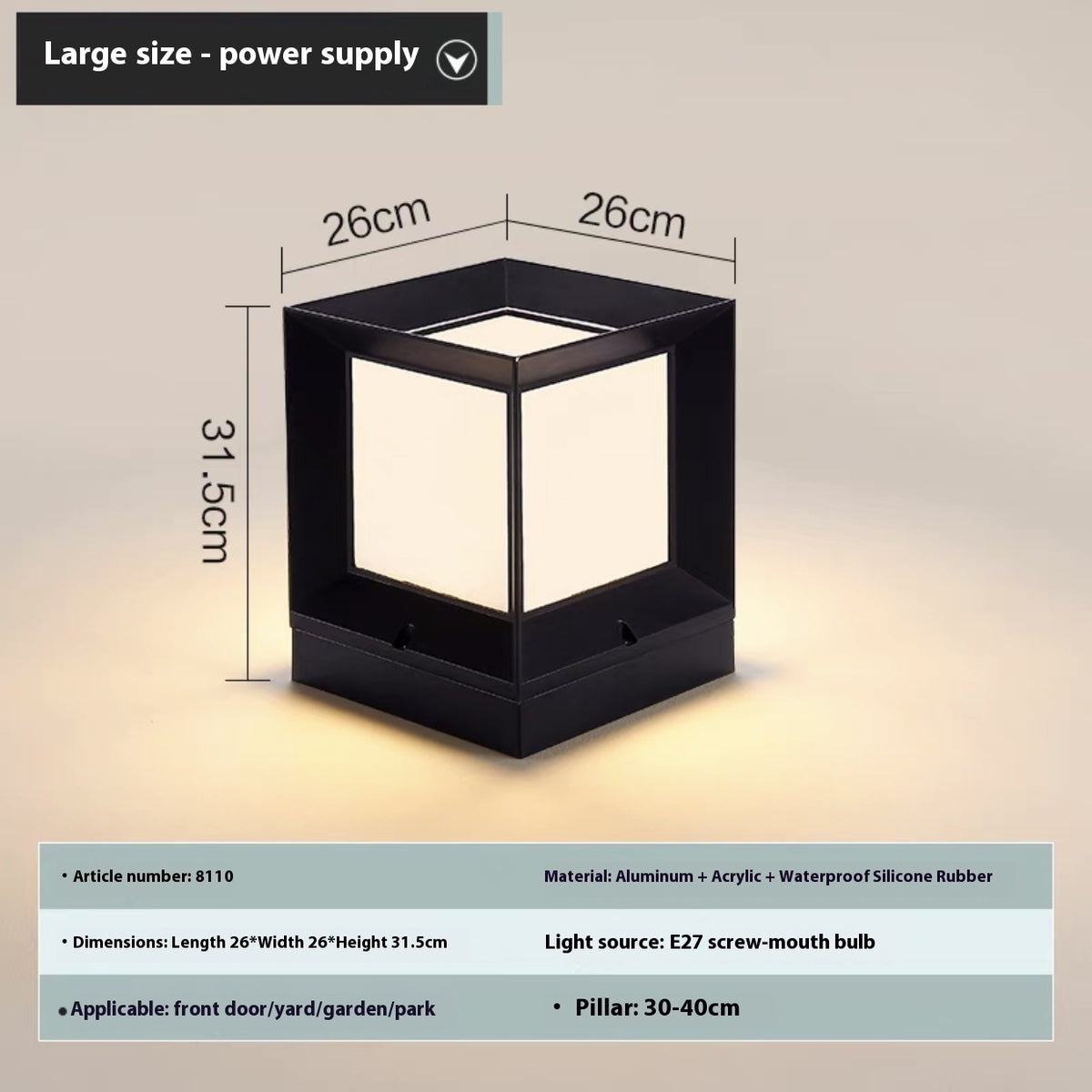 Pillar Lamp Outdoor Wall Waterproof Garden Lamp