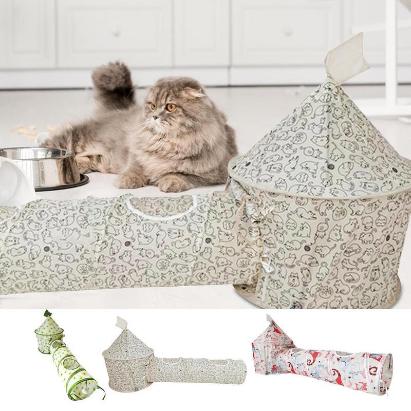 Cat Play Tunnel Folding Interactive Bunny Tent Tunnel Foldable Cat Tent Tubes Portable Indoor Outdoor Kennel Cat Tunnel Tube Toy