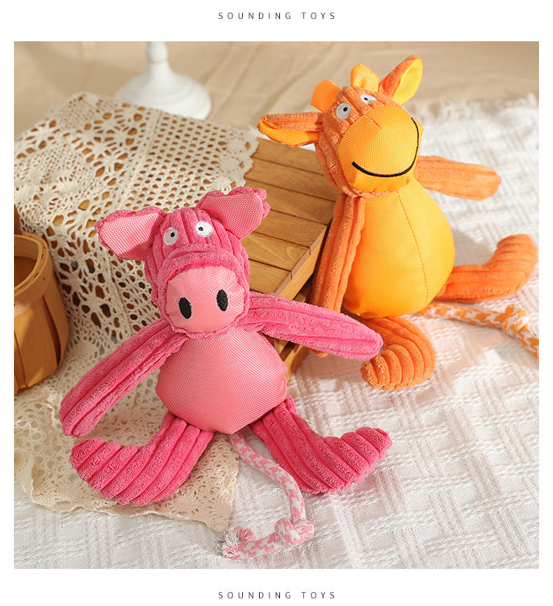 New Pet Dog Plush Sounding Cartoon Cow Cartoon Pig Animal, Bite-resistant Pet Toys
