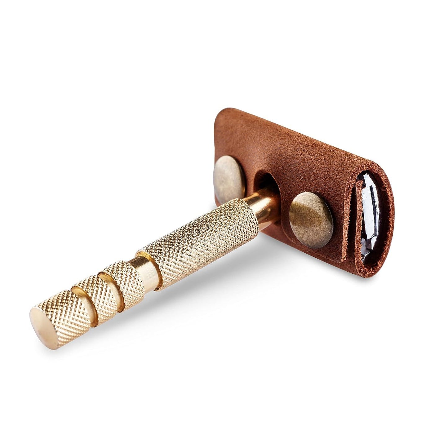 Safety Razor Head Protecting Leather Cover, Genuine Leather Double Edge Safety Razor Case Accessories For Travel, Butterfly Razor Case